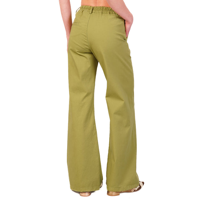 Zeroassoluto-Pantalone LILLY palazzo cotone elasticizzato - olio