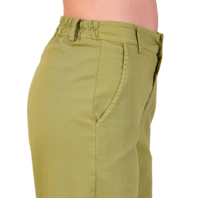 Zeroassoluto-Pantalone LILLY palazzo cotone elasticizzato - olio