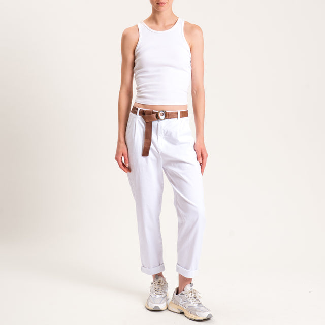 Zeroassoluto-Pantalone LOLA elastico dietro cotone - bianco