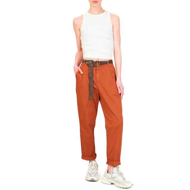 Zeroassoluto-Pantalone LOLA elastico dietro cotone elasticizzato - coccio