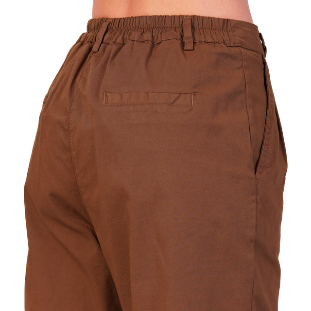 Zeroassoluto-Pantalone LOLA elastico dietro cotone elasticizzato - moka