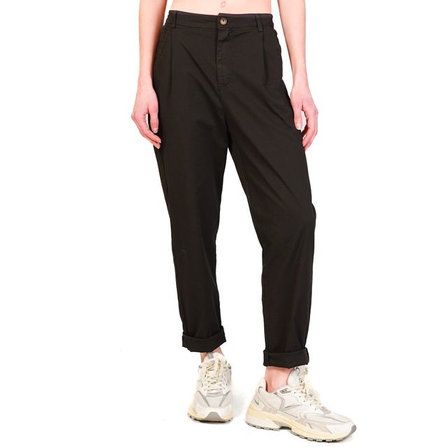 Pantalón Zeroassoluto-LOLA con espalda elástica en algodón elástico - negro