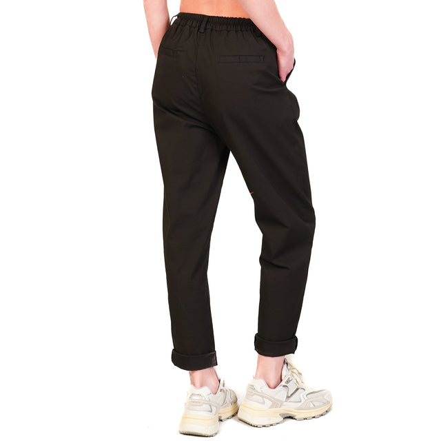 Pantalón Zeroassoluto-LOLA con espalda elástica en algodón elástico - negro
