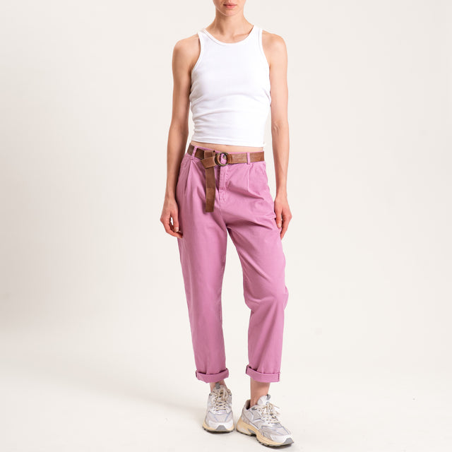 Zeroassoluto-Pantalone LOLA elastico dietro cotone - rose