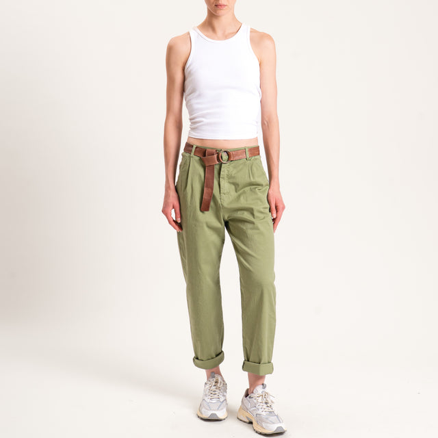 Zeroassoluto-Pantalone LOLA elastico dietro cotone - salvia