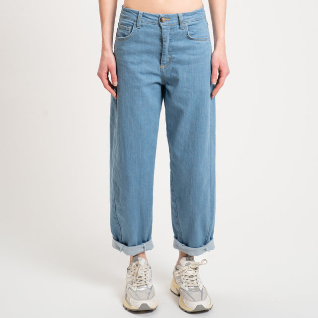 Zeroassoluto-Jeans LUNA baggy tela elasticizzata - denim chiaro