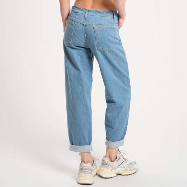 Zeroassoluto-Jeans LUNA baggy tela elasticizzata - denim chiaro