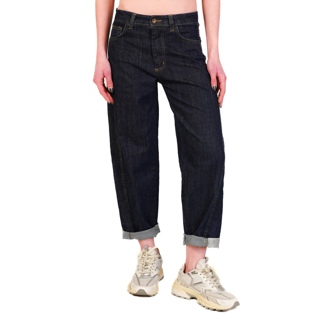 Zeroassoluto-Jeans LUNA baggy de lona elástica - denim oscuro
