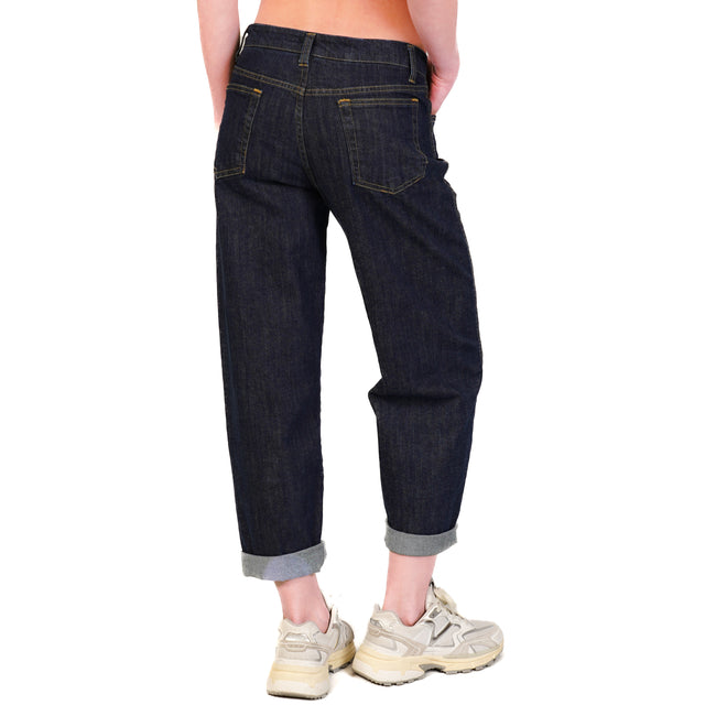 Zeroassoluto-Jeans LUNA baggy de lona elástica - denim oscuro