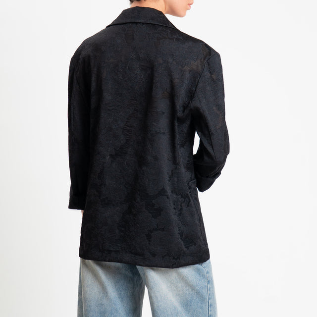 Zeroassluto-Giacca organza damascata due bottoni - nero