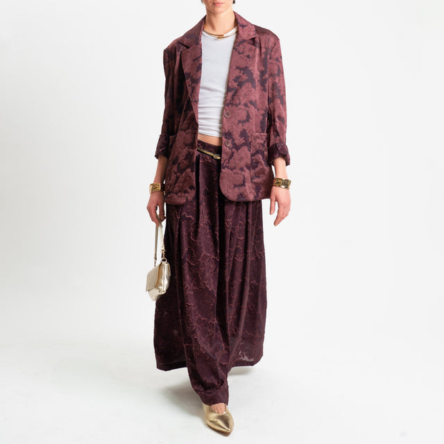 Zeroassluto-Giacca organza damascata due bottoni - burgundy