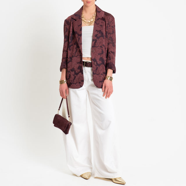 Zeroassluto-Giacca organza damascata due bottoni - burgundy