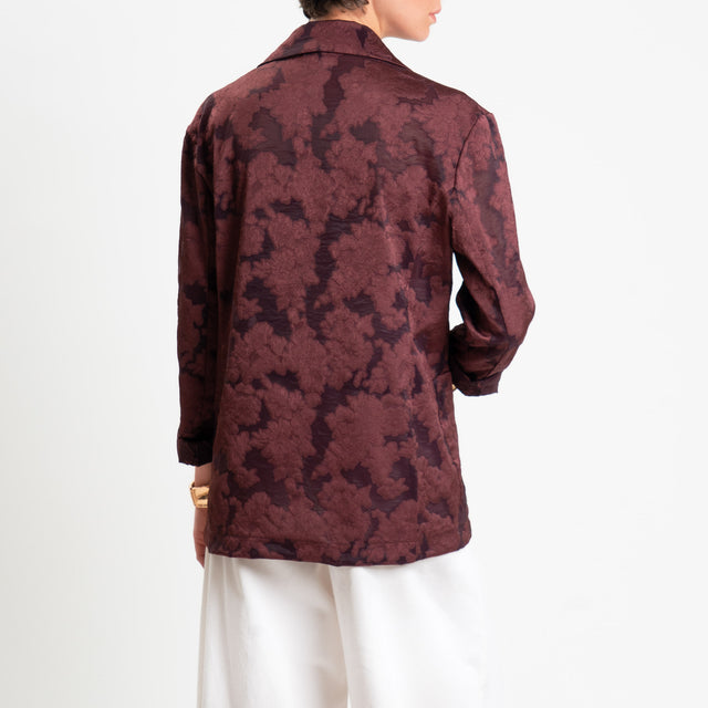 Zeroassluto-Giacca organza damascata due bottoni - burgundy