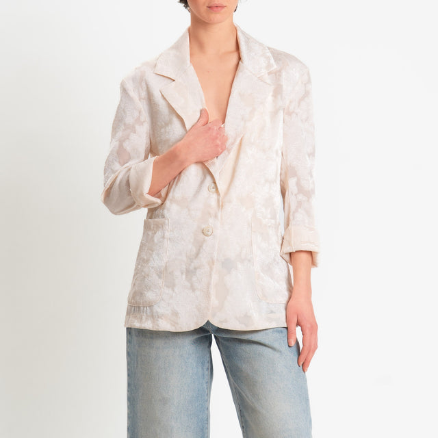 Zeroassluto-Giacca organza damascata due bottoni - burro