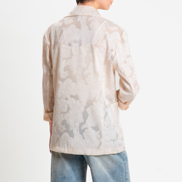 Zeroassluto-Giacca organza damascata due bottoni - burro