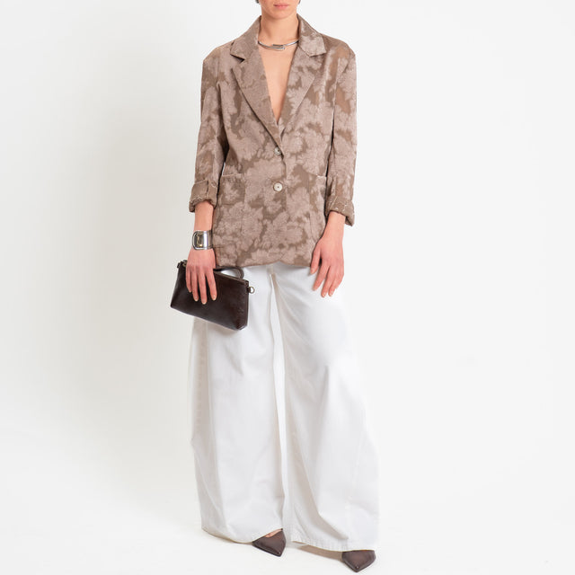 Zeroassluto-Giacca organza damascata due bottoni - sahara