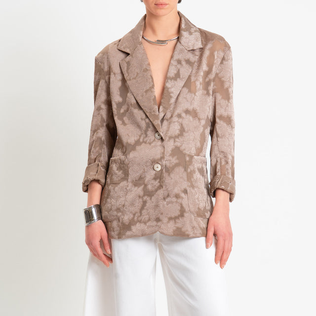 Zeroassluto-Giacca organza damascata due bottoni - sahara