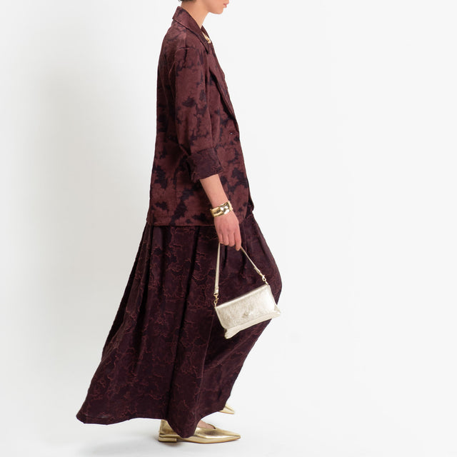 Zeroassoluto-Gonna organza devorè elastico dietro - burgundy