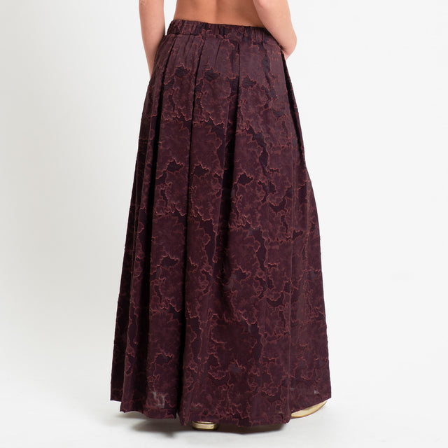 Zeroassoluto-Gonna organza devorè elastico dietro - burgundy