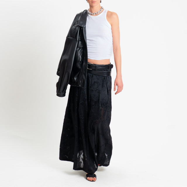 Zeroassoluto-Gonna organza devorè elastico dietro - nero