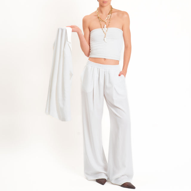 Zeroassoluto-Pantalone wide leg tencel fibra naturale - latte