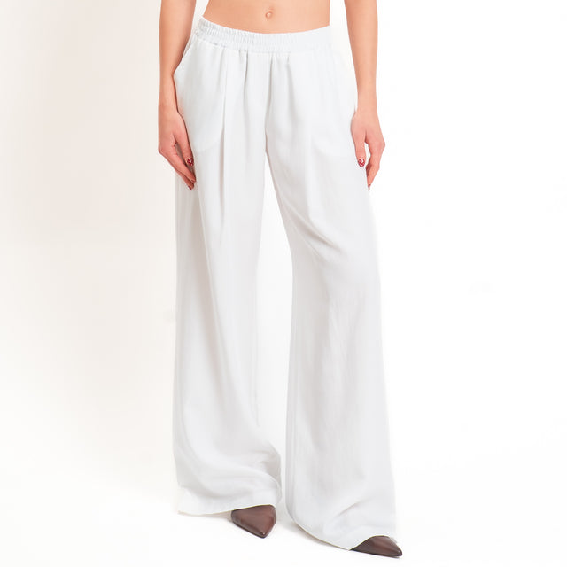 Zeroassoluto-Pantalone wide leg tencel fibra naturale - latte