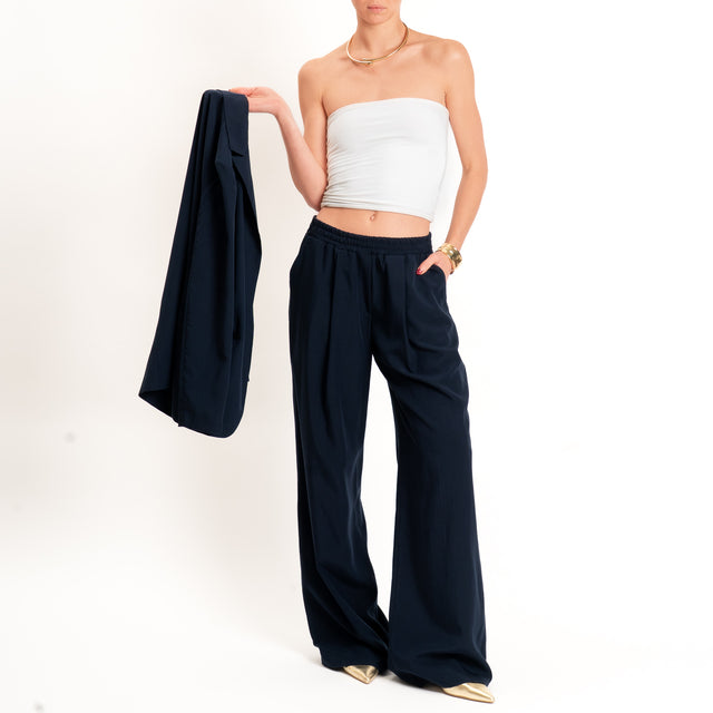 Zeroassoluto-Pantalone wide leg tencel fibra naturale - blu