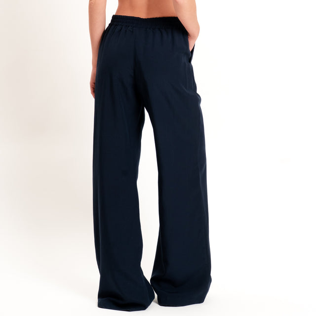 Zeroassoluto-Pantalone wide leg tencel fibra naturale - blu