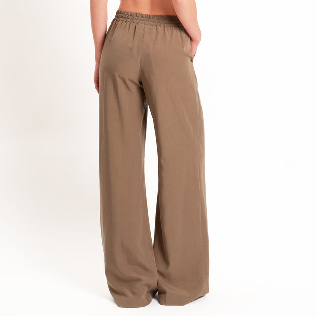 Zeroassoluto-Pantalone wide leg tencel fibra naturale - noce