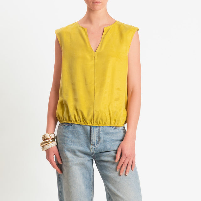 Zeroassoluto-Blusa smanicata cupro lyocell fibra naturale - girasole