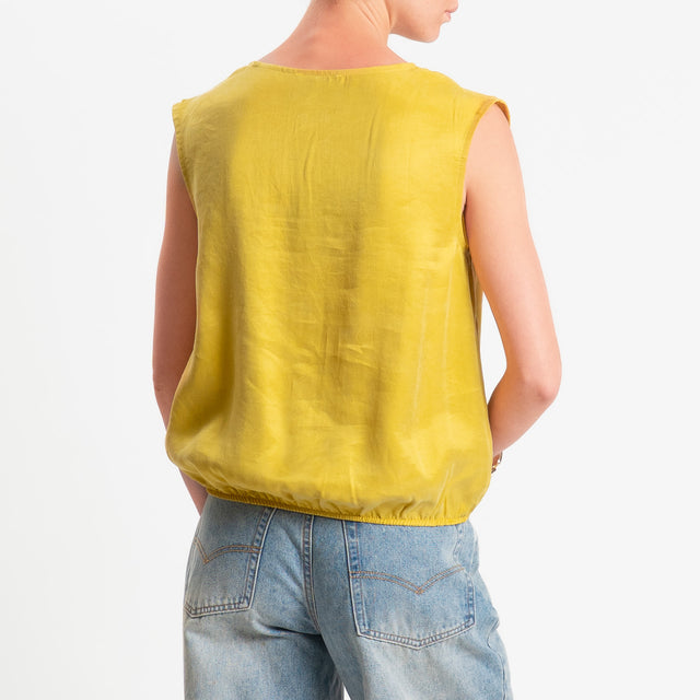 Zeroassoluto-Blusa smanicata cupro lyocell fibra naturale - girasole