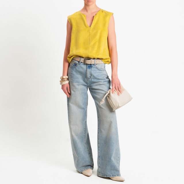 Zeroassoluto-Blusa smanicata cupro lyocell fibra naturale - girasole