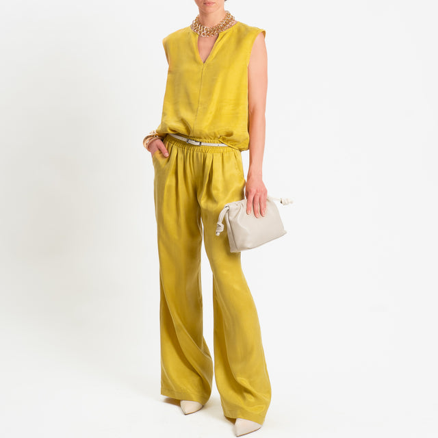 Zeroassoluto-Blusa smanicata cupro lyocell fibra naturale - girasole