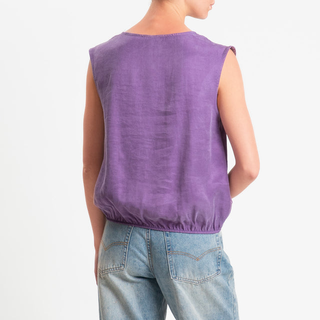 Zeroassoluto-Blusa smanicata cupro lyocell fibra naturale - lavanda