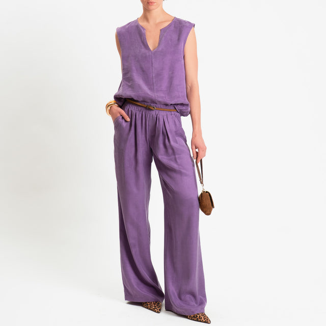 Zeroassoluto-Blusa smanicata cupro lyocell fibra naturale - lavanda