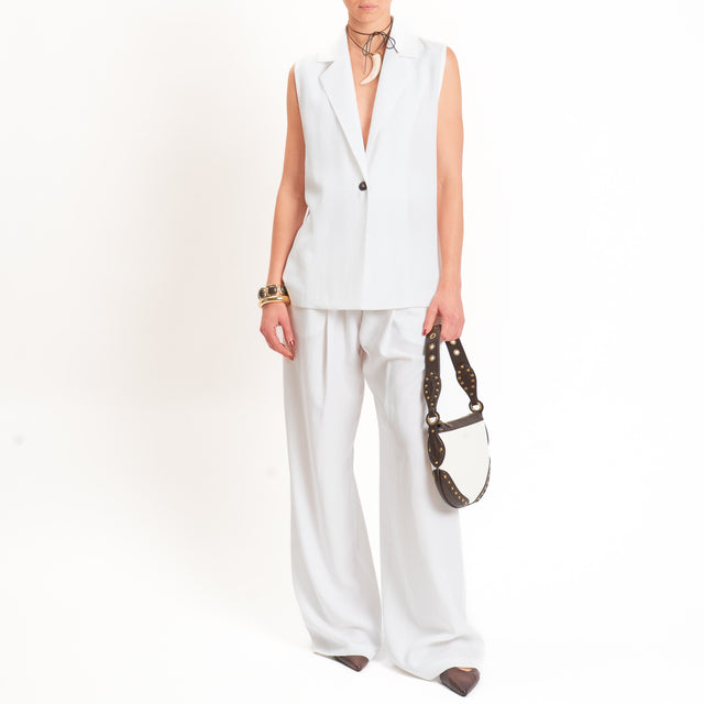 Zeroassoluto-Gilet spacchi laterali tencel fibra naturale - latte