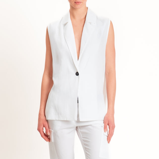 Zeroassoluto-Gilet spacchi laterali tencel fibra naturale - latte