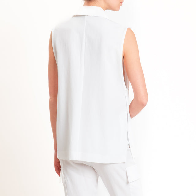 Zeroassoluto-Gilet spacchi laterali tencel fibra naturale - latte