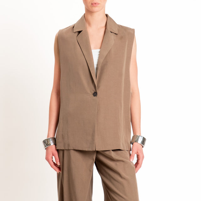Zeroassoluto-Gilet spacchi laterali tencel fibra naturale - noce