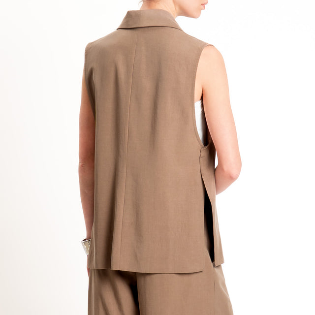Zeroassoluto-Gilet spacchi laterali tencel fibra naturale - noce