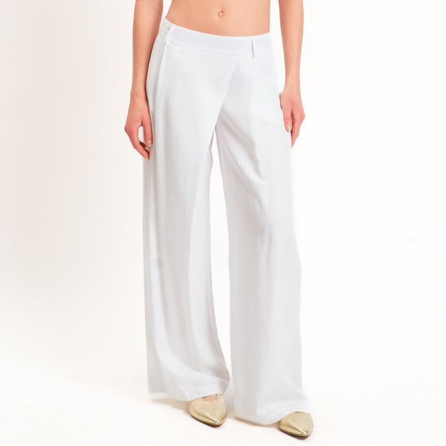 Zeroassoluto-Pantalone wide leg con pinces tencel fibra naturale - latte