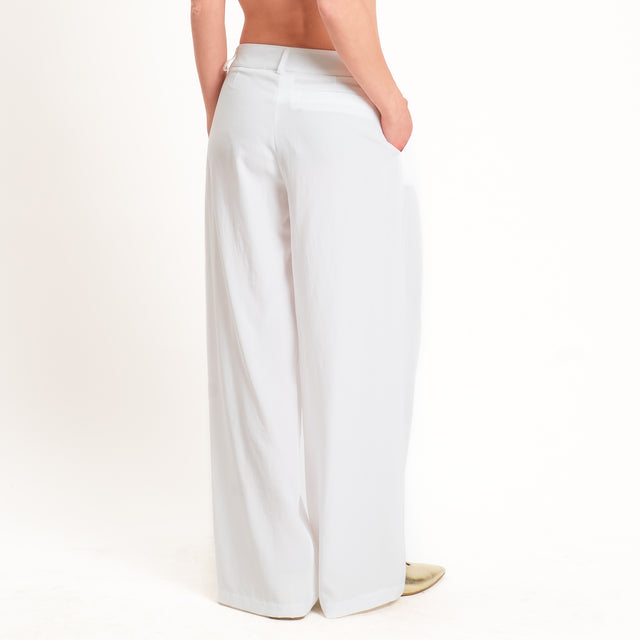 Zeroassoluto-Pantalone wide leg con pinces tencel fibra naturale - latte