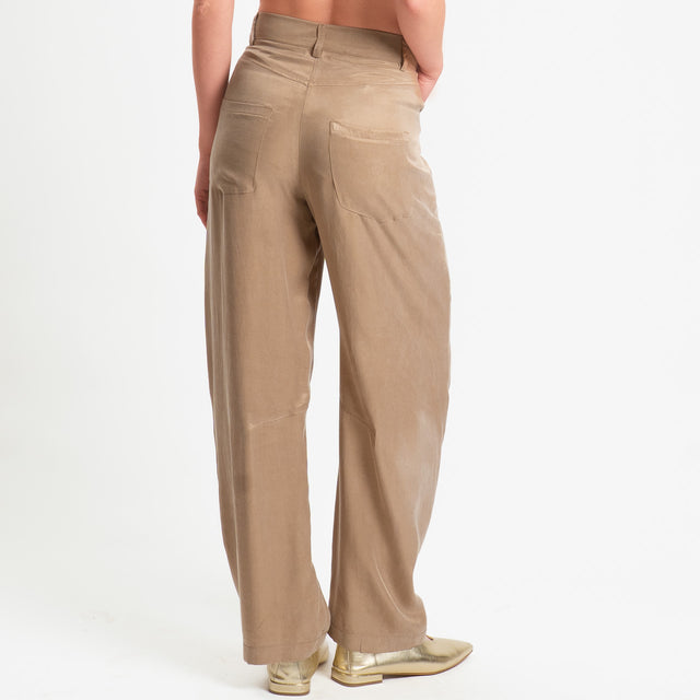 Zeroassoluto-Pantalone barrel cupro lyocell fibra naturale - sahara