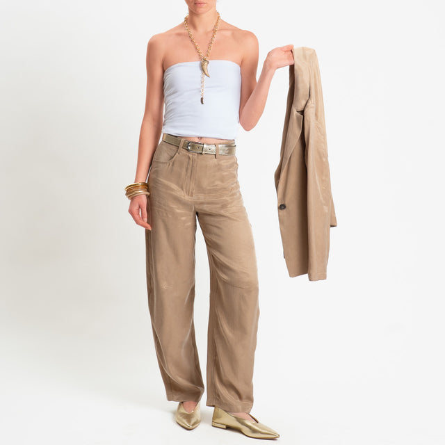 Zeroassoluto-Pantalone barrel cupro lyocell fibra naturale - sahara