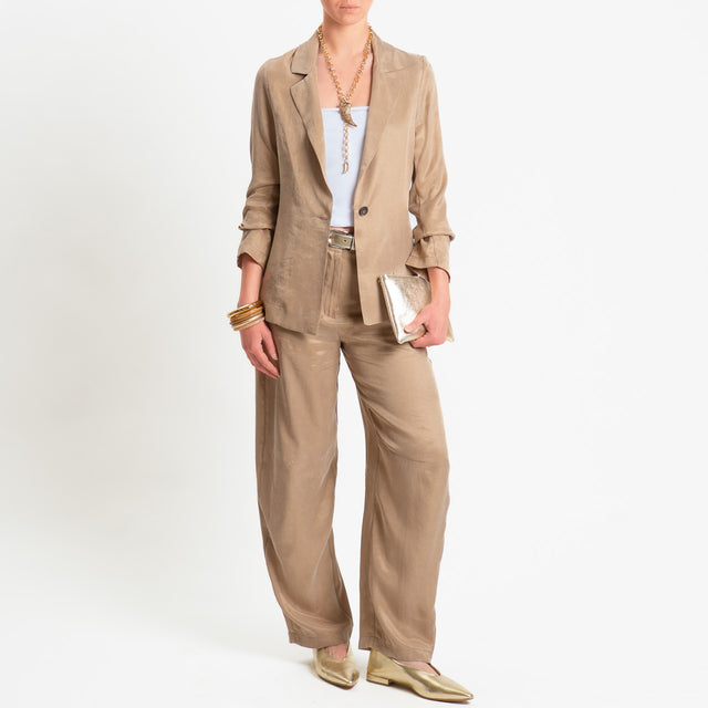 Zeroassoluto-Pantalone barrel cupro lyocell fibra naturale - sahara