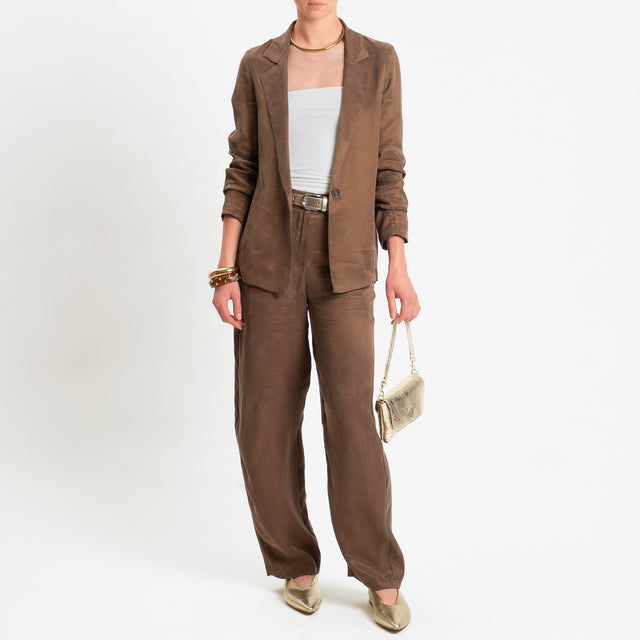 Zeroassoluto-Pantalone barrel cupro lyocell fibra naturale - choco