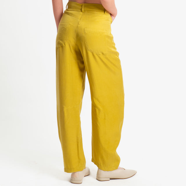 Zeroassoluto-Pantalone barrel cupro lyocell fibra naturale - girasole