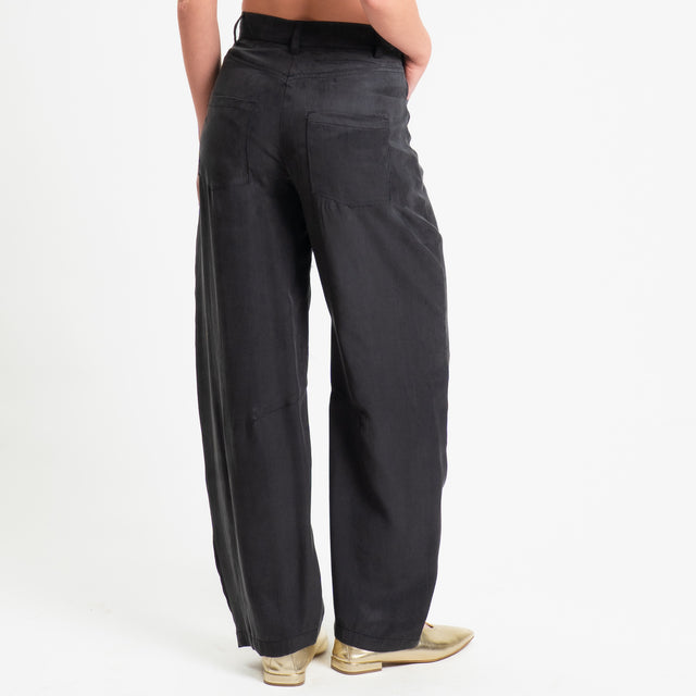 Zeroassoluto-Pantalone barrel cupro lyocell fibra naturale - lavagna