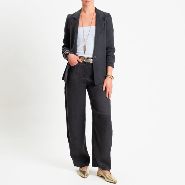Zeroassoluto-Pantalone barrel cupro lyocell fibra naturale - lavagna