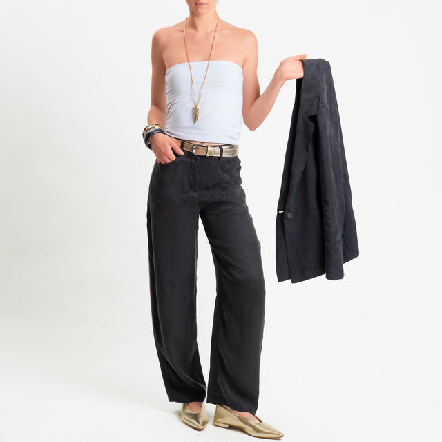 Zeroassoluto-Pantalone barrel cupro lyocell fibra naturale - lavagna